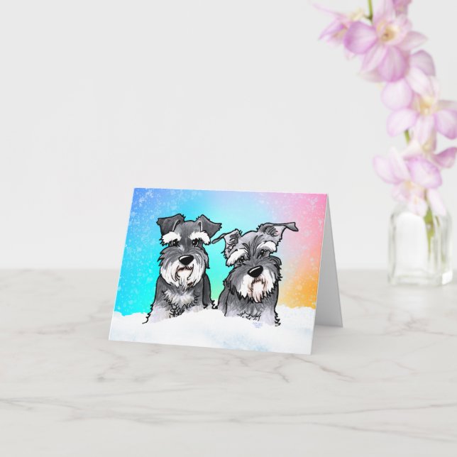Cartão em Branco do Schnauzer de Inverno (Orquídea)