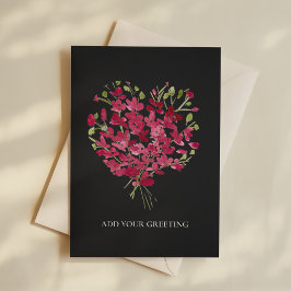 Cartão em Branco Floral Coração em Aquarela Rosa R