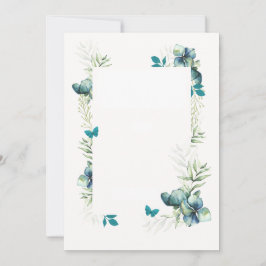 Cartão em Branco -motivo floral azul esverdeado e 