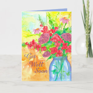 Cartão Em Breve, Flores De Aquarelas Cheerful