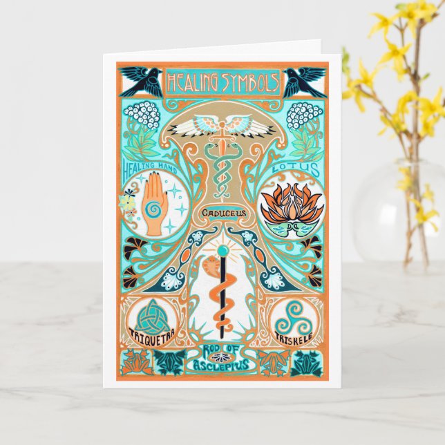 Cartão Em breve, pagan wiccan curar símbolos (Flor Amarela)