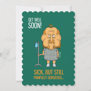Cartão Em breve, velho com o vestido do hospital