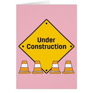 Cartão Em Construção com Texto Personalizado (Garota Bebê