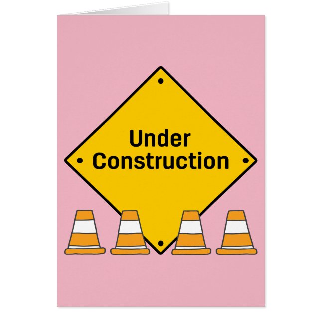 Cartão Em Construção com Texto Personalizado (Garota Bebê (Frente)