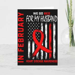 Cartão Em Fevereiro Usamos Vermelho Marido Doença Cardíac