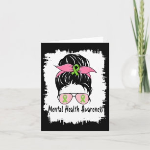 Cartão Em maio, Vestimos o Green Messy Bun Mental Health 