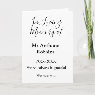 Cartão Em memória amorosa de nome lembrança funeral