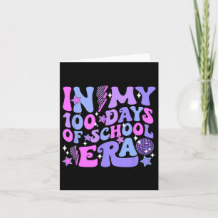 Cartão Em Meus 100 Dias De Era Escola, Retro Disco Groovy