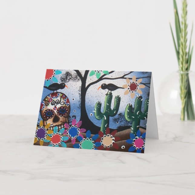 Cartão Em o dia do inoperante, mexicano, crânio de Lori (Frente)