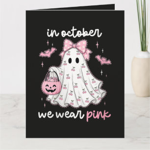 Cartão em outubro nós usamos rosa fantasma Halloween