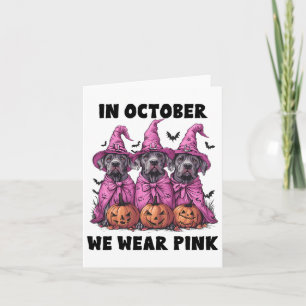 Cartão Em outubro, Vestimos Breas De Dia das Bruxas Rosa