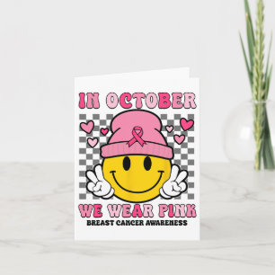 Cartão Em outubro Vestimos Fita Rosa Ghost Halloween Bre