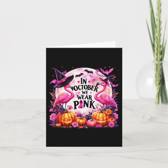 Cartão Em outubro, Vestimos Frita de Cancer de Mama Flami (Frente)
