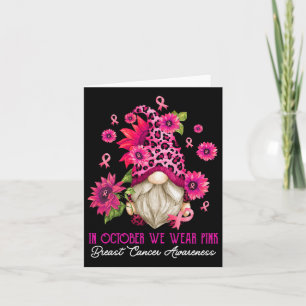 Cartão Em outubro Vestimos Gnomo Rosa Cancer Mama Awaren