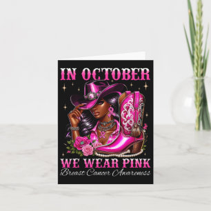 Cartão Em outubro, Vestimos Uma Garota Rosa Boot Um Cance