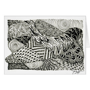 Cartão em preto e branco - peixe-boi abstrato