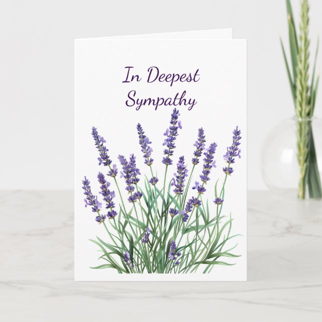 Cartão Em profunda simpatia, flor de jardim lavanda roxa (Frente)