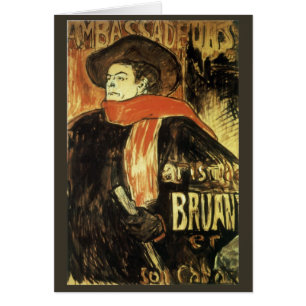 Cartão Embaixadores, Aristide Bruant por Toulouse Lautrec