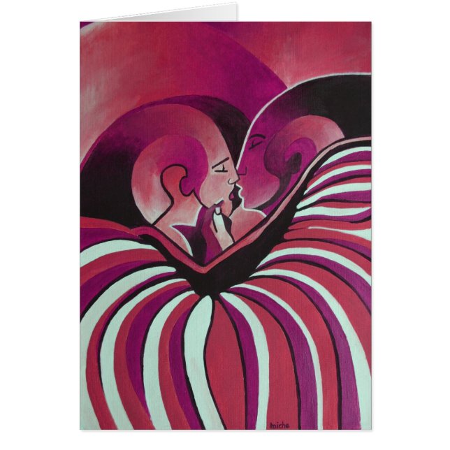 Cartão Embalado Em Um Bolso De Amor Magenta (Frente)