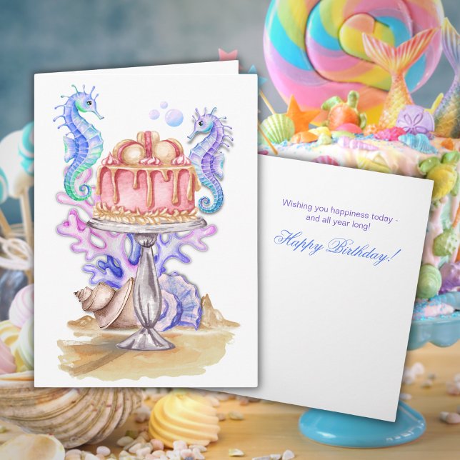 Cartão Embalagem de Birthday Cake Watercolor (Criador carregado)