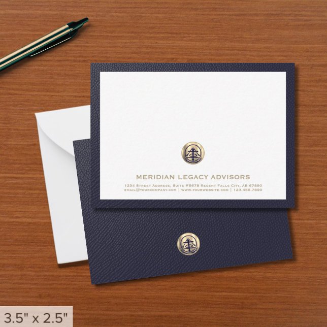 Cartão emblem de business emblem Dourado elegante (Elegant Gold Emblem Business Note Card 3.5x5)