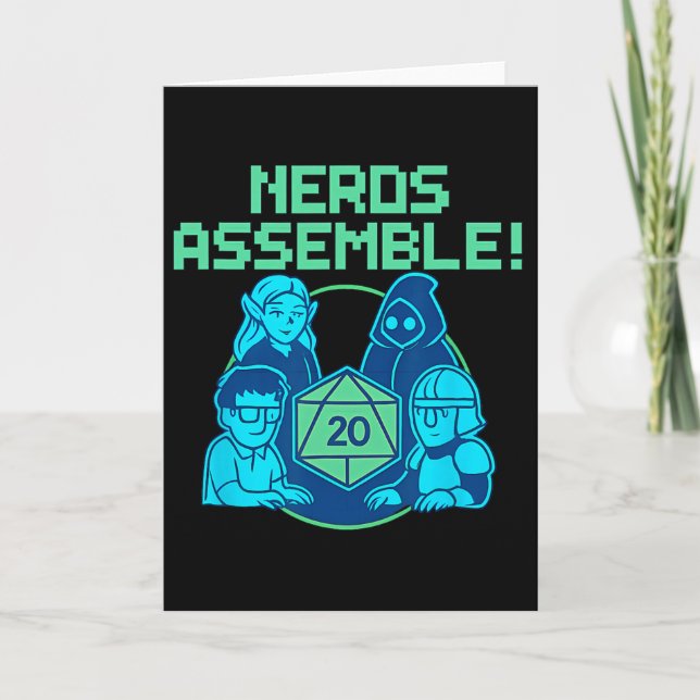 Cartão Emblema de Nerds Tabuleiro de Jogo Dados Design de (Frente)