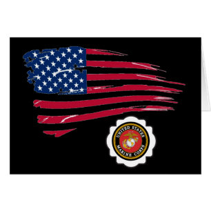 Cartão Emblema do USMC e bandeira de U S