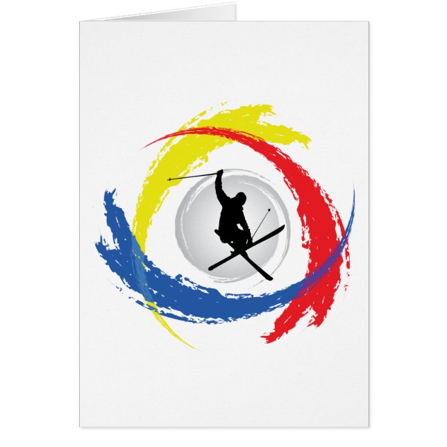 Cartão Emblema Tricolor do esqui (Frente)