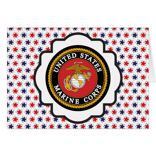 Cartão Emblema USMC com estrelas brancas e azuis (Frente Horizontal)