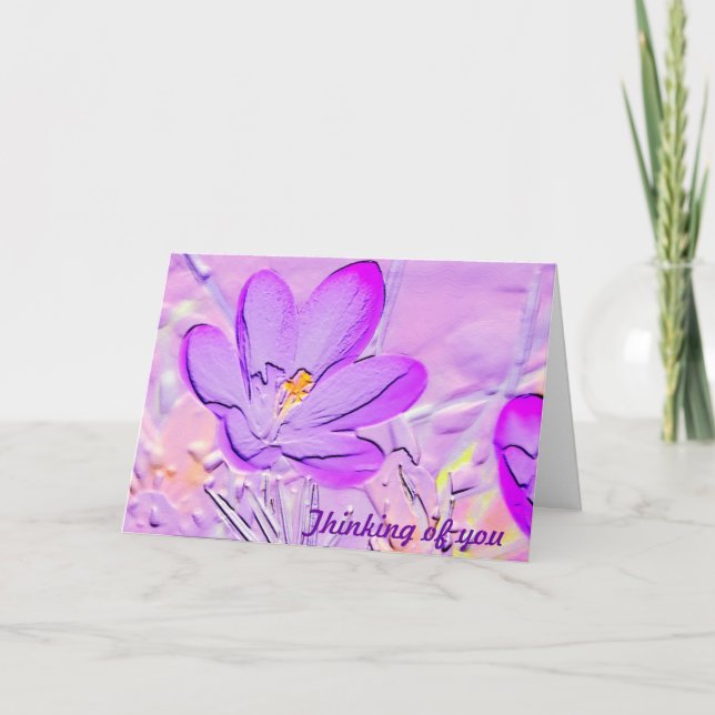 Cartão Embossed Purple Crocus Thinking of You Card (Frente)