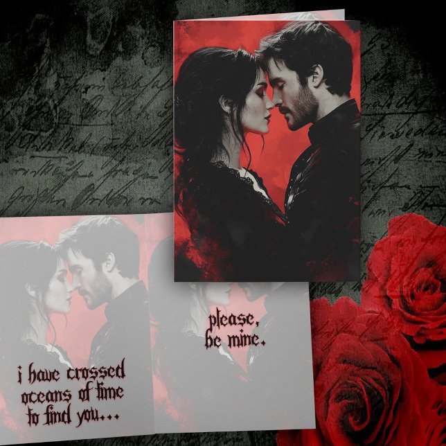 Cartão Embracing Goth Couple Valentines Day (Criador carregado)