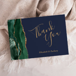 Cartão Emerald Dourado Agate Marinho Casamento Flat Obrig