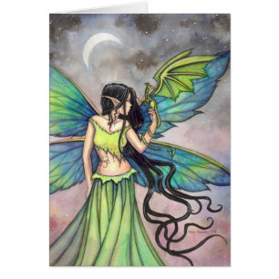 Cartão Emerald Dragon Fantasy Fairy Art