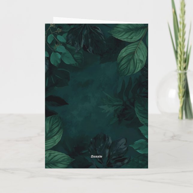Cartão Emerald Forest Mood – Deep Green Botanical Design (Verso)