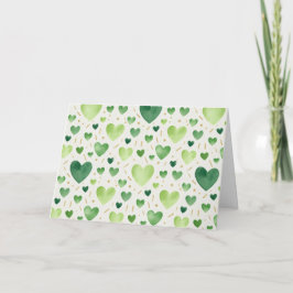 Cartão Emerald Garden Watercolor Hearts