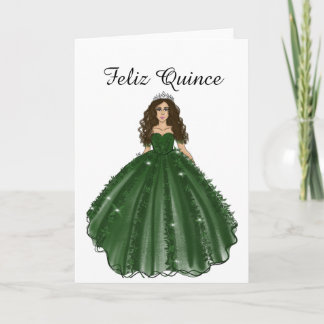 Cartão Emerald Quinceanera - Feliz Quince Birthday Card