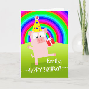 Cartão Emily Happy Birthday com Porco Dançante