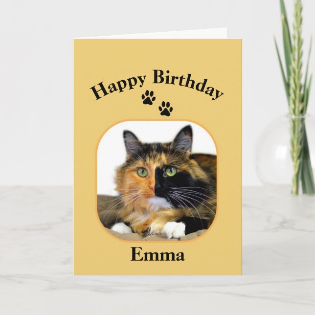 Cartão Emma Calico Cat Happy Birthday (Frente)