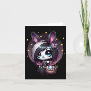 Cartão Emo Páscoa Coelhinha Bonita Gótico Whimsigoth Egg
