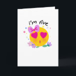 Cartão Emoji 5 Birthday Kids for Girls Funny Party<br><div class="desc">Emoji 5 Birthday Tshirt Kids For Girls Funny Party</div>