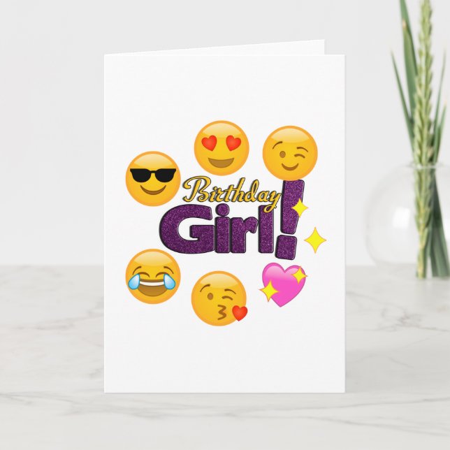 Cartão Emoji Birthday Girl (Frente)