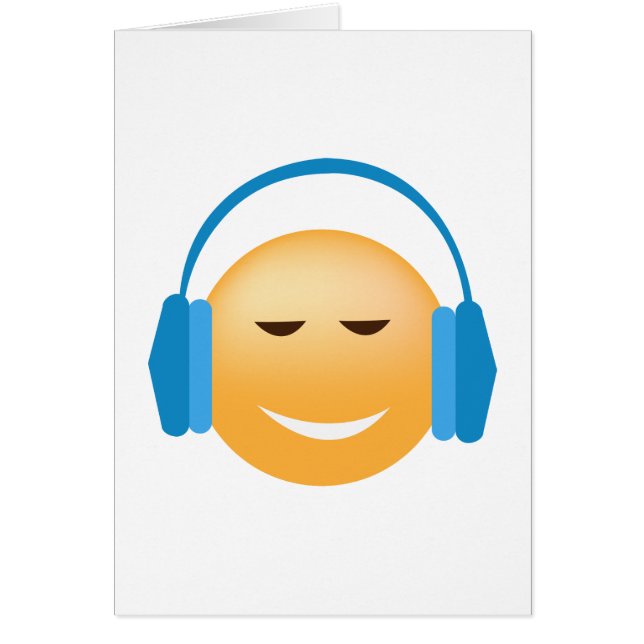 Cartão Emoji com fones de ouvido (Frente)