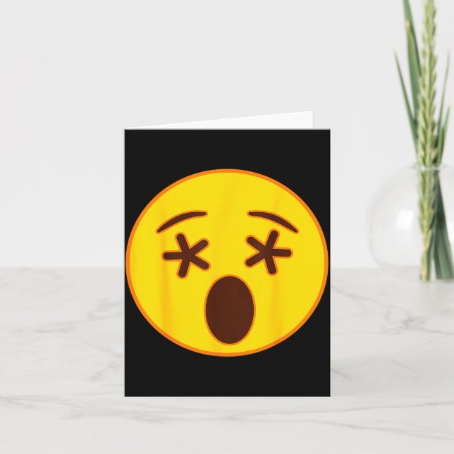 Cartão Emoji Crossed Out Eyes Yellow Smile Face  (Frente)