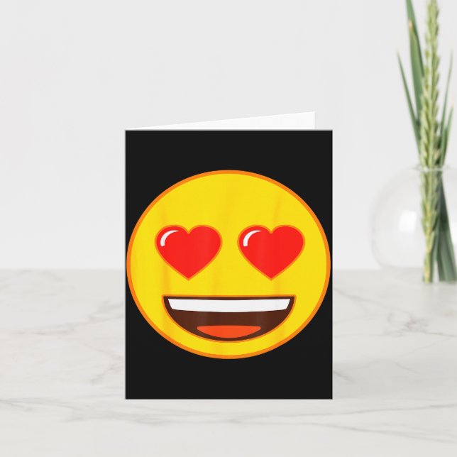 Cartão Emoji Heart Eyes Yellow Smile Face  (Frente)