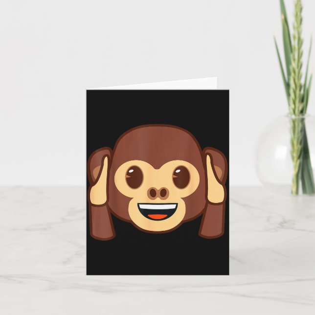 Cartão Emoji Monkey Holding Ears Yellow Smile Face  (Frente)