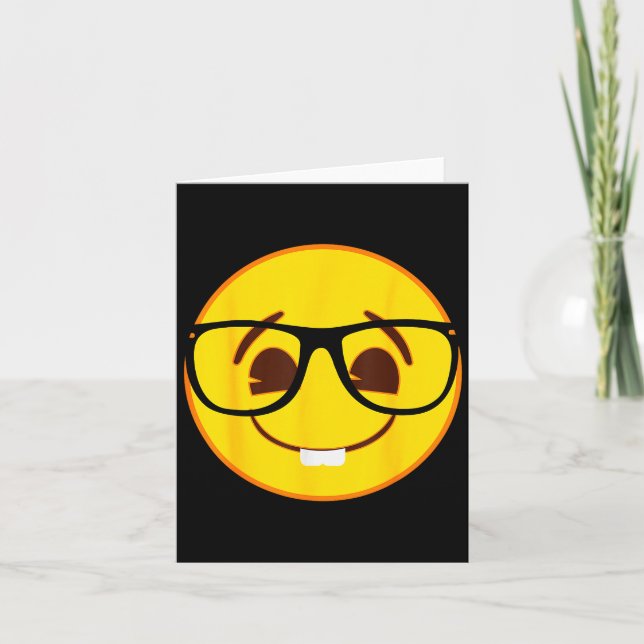 Cartão Emoji Nerd Gles Yellow Smile Face  (Frente)