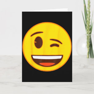 Cartão Emoji Oficial Piscadela Rosto Sorriso Amarelo