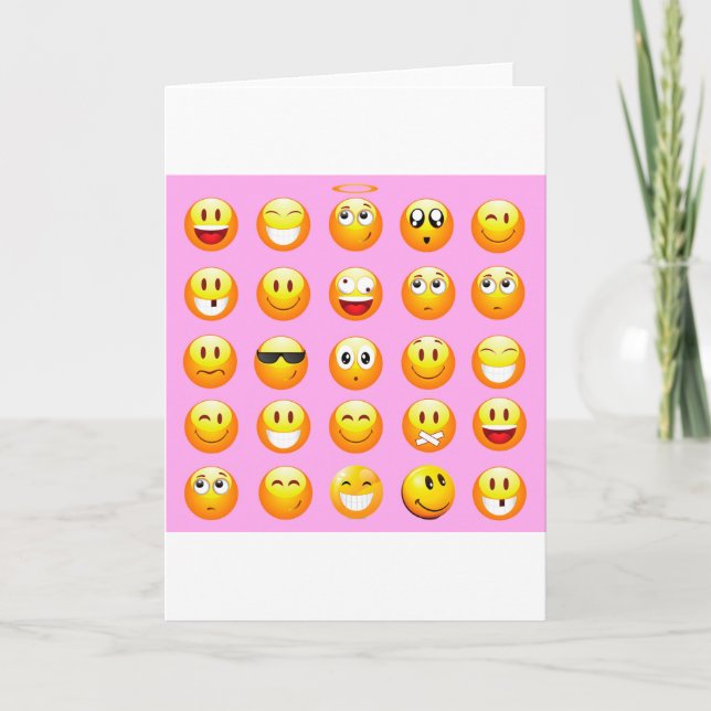 Cartão emoji rosa pastel (Frente)