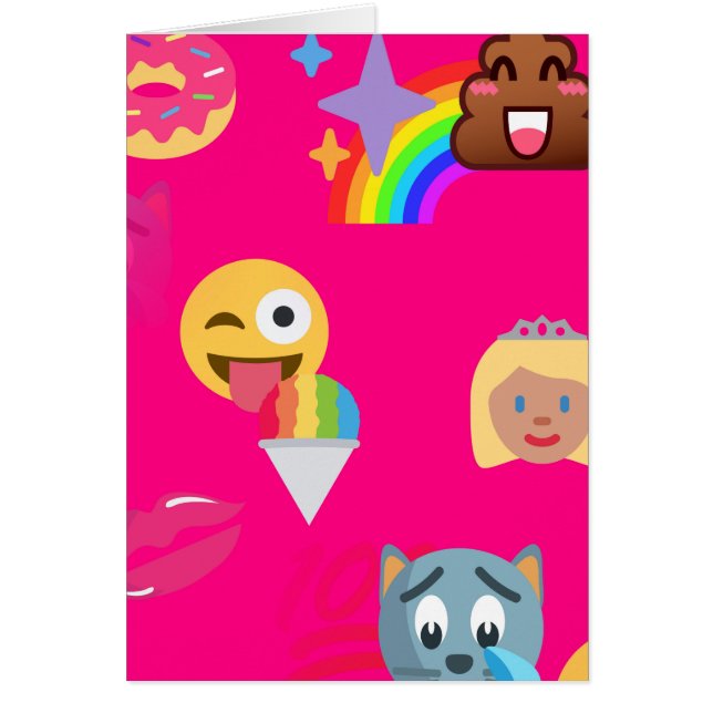 Cartão emoji rosa quente (Frente)
