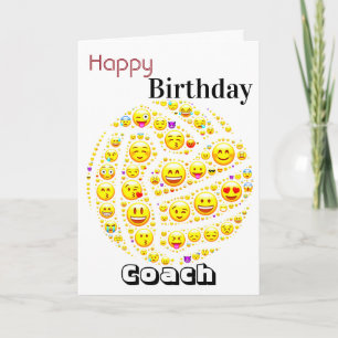 Cartão Emoji Theme Personalizado Netball Coach Aniversári